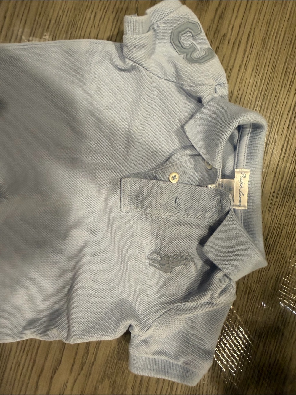 Ralph Lauren Light Blue Baby Polo One-Piece Bodysuit